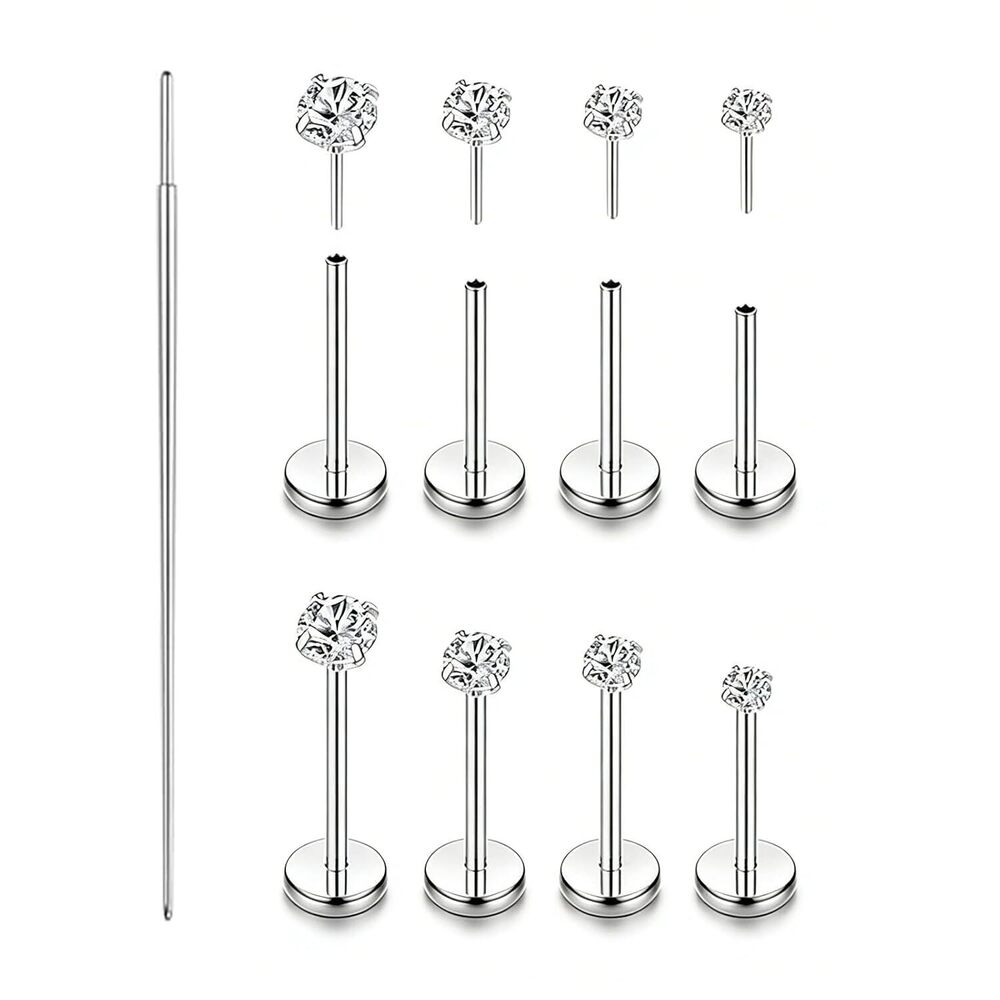 Titanium Flat Back Earrings Stud G23 Hypoallergenic Nose Rings Helix